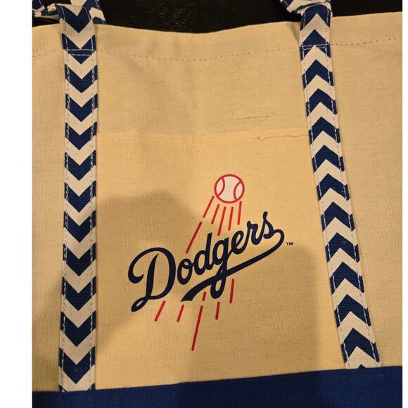 LA Dodgers Chef Merito Seasonings 2019 Large Tote Bag Cream Blue - Picture 3 of 8